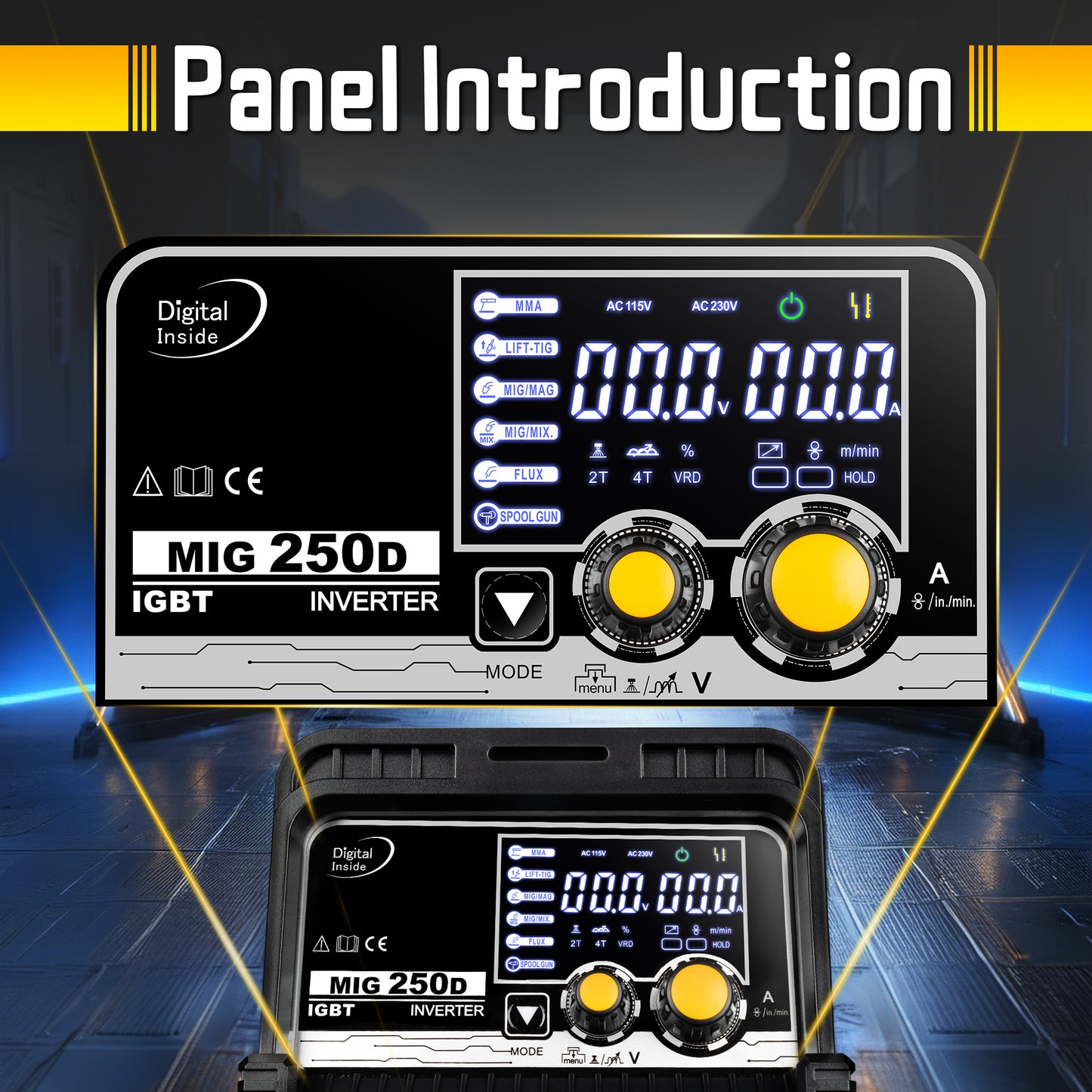 Sefaspe MIG250A 6-in-1 MIG Welder – Dual Voltage with MIG TIG Flux Core and Stick Welding