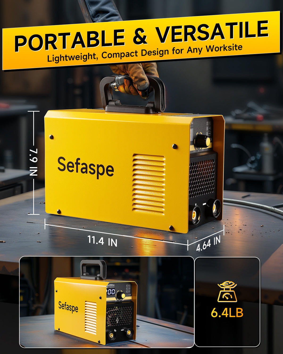 Sefaspe MMA200SE 200Amp Digital Inverter Stick Welder – Portable 110V/220V Dual Voltage MMA & Lift TIG Machine