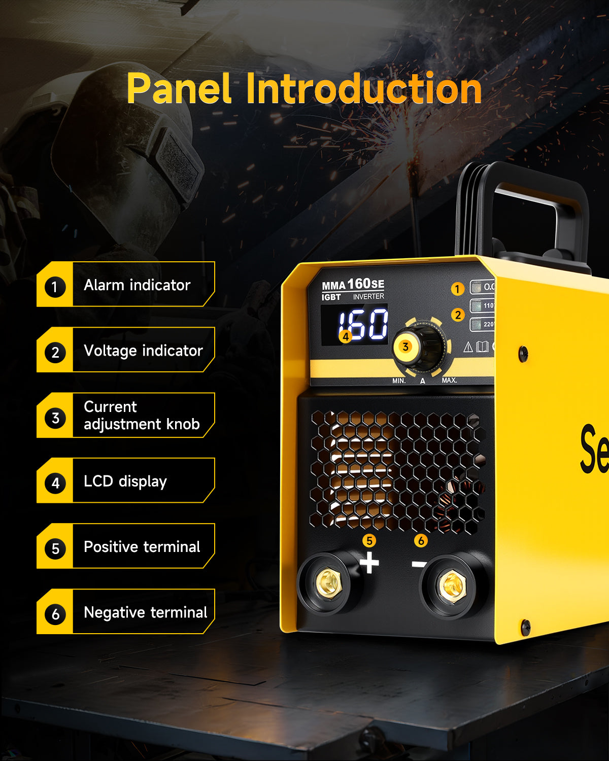 Sefaspe MMA160SE 110V/220V Stick Welder with Digital Display – Portable MMA & Lift TIG Welding Machine