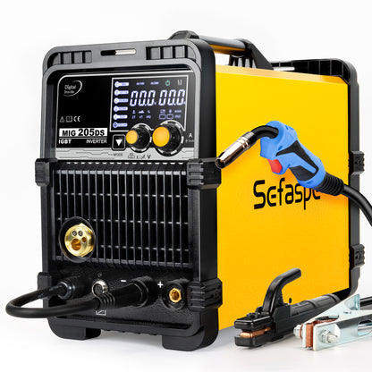 Sefaspe MIG205A Multi-Process Welder – MIG Flux Core Lift TIG and Stick Welding Machine