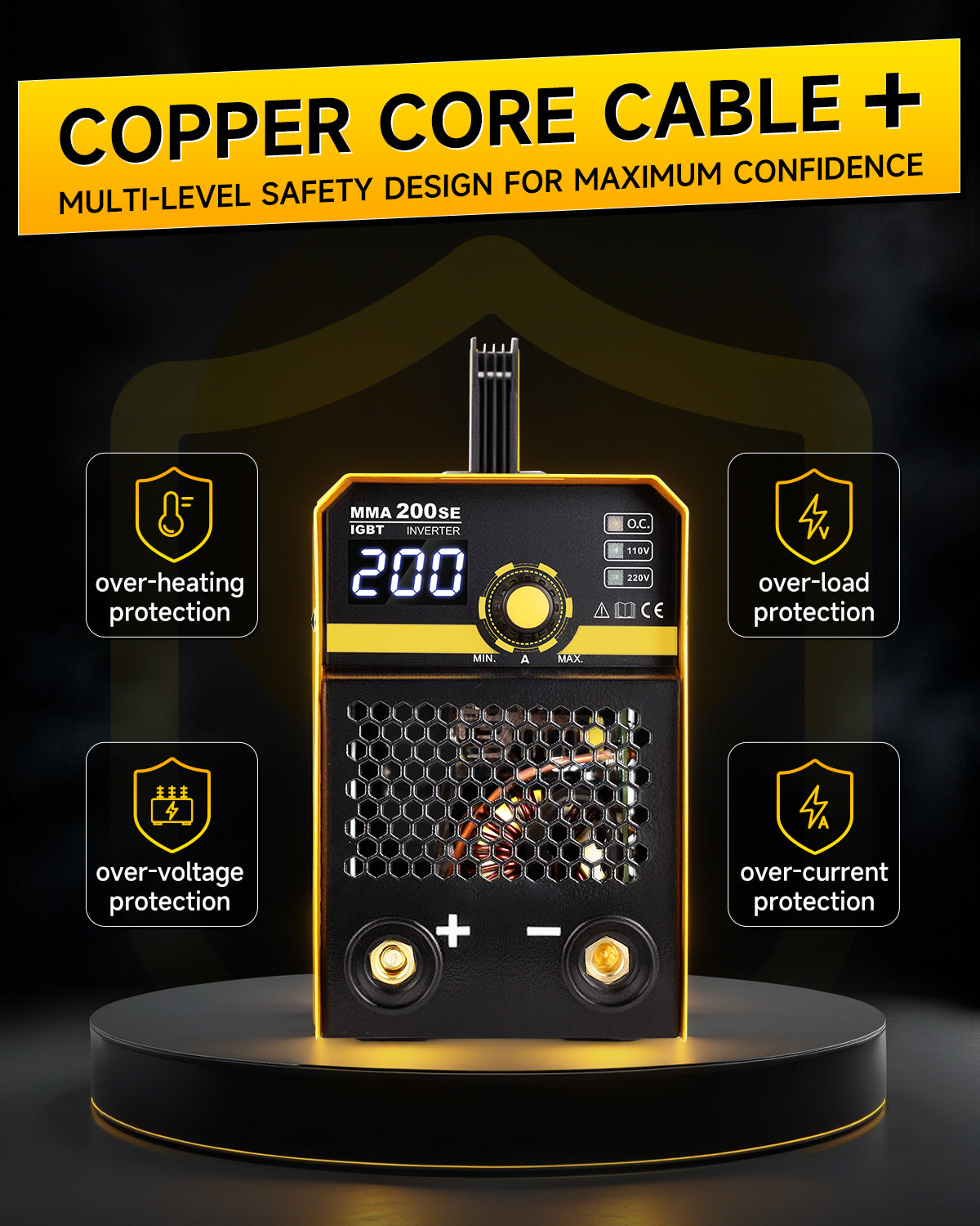 Sefaspe MMA200SE 200Amp Digital Inverter Stick Welder – Portable 110V/220V Dual Voltage MMA & Lift TIG Machine