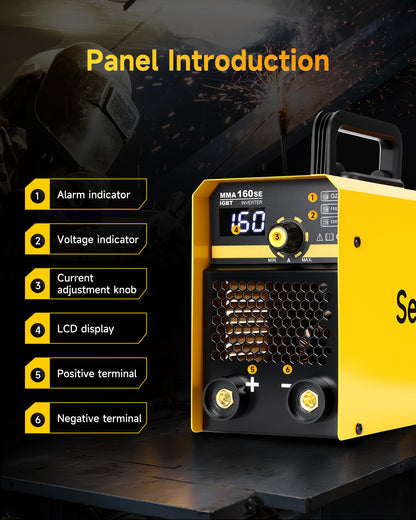 Sefaspe MMA160SE 110V/220V Stick Welder with Digital Display – Portable MMA & Lift TIG Welding Machine