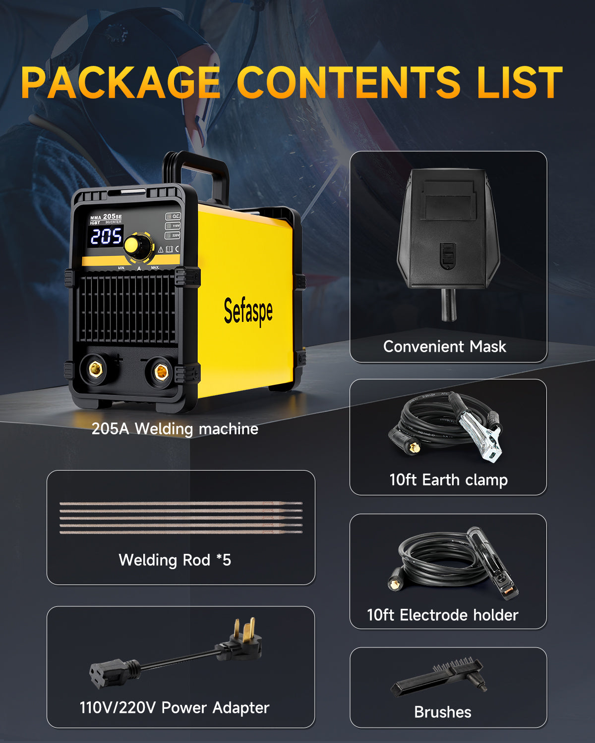 Sefaspe MMA205SE 205A Dual Voltage Stick Welder – Portable 2-in-1 ARC & Lift TIG Welding Machine